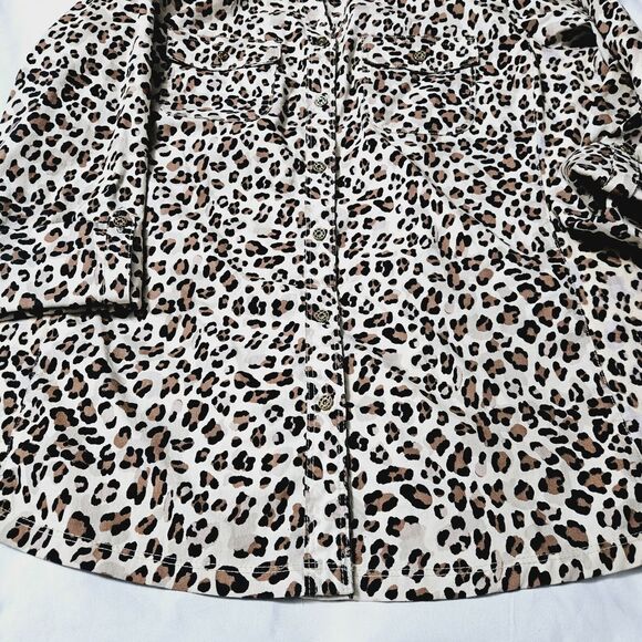 Coral Bay Womens Blouse Multi-Color Size Large Cotton Blend 3/4 Sleeve Stretch - Picture 9 of 12